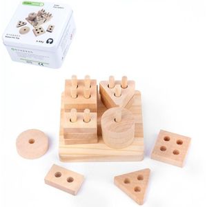 2 PCS kinderen Montessori iron boxed speelgoed baby puzzel verlichting vroeg onderwijs bouwsteen puzzel speelgoed (4 kolom sets)