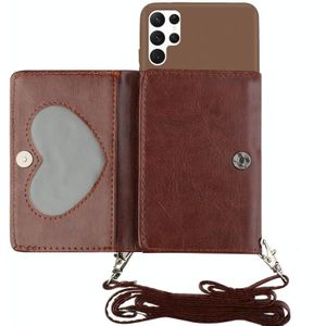 Voor Samsung Galaxy S22 Ultra 5G Crossbody Lanyard Wallet Card Bag Telefoon Case