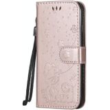 Voor iPhone 7 / 8 / SE 2020 Cat Bee Embossing Pattern Shockproof Horizontale Flip Lederen Case met Holder & Card Slots & Wallet(Rose Gold)