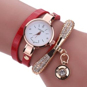 Mode vrouwen casual armband lederen band horloge (rood)
