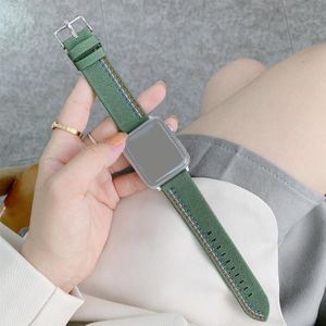 Drie lijnen canvas vervangende riem watchband voor Apple Watch Series 6 & se & 5 & 4 40mm / 3 & 2 & 1 38mm (groen)