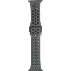 Metalen gesp siliconen vervanging horlogeband voor Apple Watch Series 6 & SE & 5 & 4 40 MM / 3 & 2 & 1 38mm (olijfgroen + zwart)