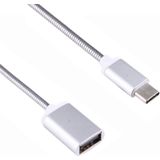 8 3 cm vrouwelijke USB naar USB-C / Type-C Male Metal Wire OTG Kabel laad Data Kabel  Voor Samsung Galaxy S8 & S8 PLUS / LG G6 / Huawei P10 & P10 Plus / Oneplus 5 / Xiaomi Mi6 & Max 2 / en andere Smartphones(zilver)