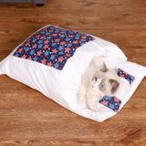 Gesloten verwijderbare en wasbare kattenbak slaapzak Winter Warme Hond Kennel  Grootte: S (Donkerblauwe sterren)