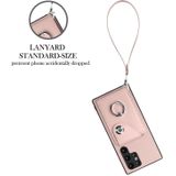 Voor Samsung Galaxy S22 Ultra 5G Orgelkaart Tas Ringhouder PU Telefoonhoesje met Lanyard