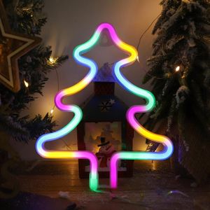 Kerstdecoratie Neon lichten aan de muur gemonteerde ornamenten  spec: boom-kleurrijk licht