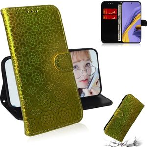 Voor Galaxy A51 Solid Color Colorful Magnetic Buckle Horizontal Flip PU Leather Case met Holder & Card Slots & Wallet & Lanyard(Gold)