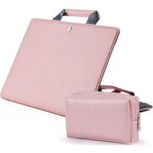 Boekstijl Laptop Beschermhoes Handtas voor MacBook 14 inch (Pink + Power Bag)