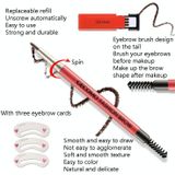 GECOMO 2 Set Automatic Rotation Double-Headed Wenkbrauw Potlood met wenkbrauwkaart en vervanging vullingen waterdicht en niet-vlekken(1 Deep Brown)