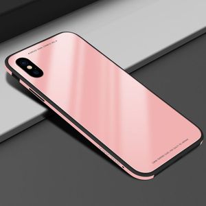 SULADA metalen frame gehard glazen hoesje voor iPhone XS Max (roze)