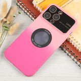 Voor iPhone 15 Pro Max Gradint siliconen schokbestendig Magsafe telefoonhoesje met lensfilm (roze roos)