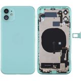 Battery Back Cover Assembly (met Side Keys & Power Button + Volume Button Flex Cable & Wireless Charging Module & Motor & Charging Port & Loud Speaker & Card Tray & Camera Lens Cover) voor iPhone 11(Groen)