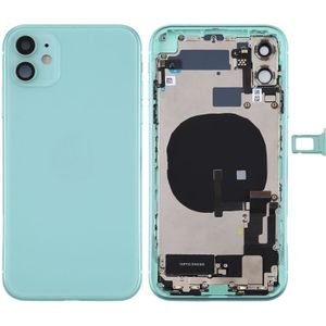 Battery Back Cover Assembly (met Side Keys & Power Button + Volume Button Flex Cable & Wireless Charging Module & Motor & Charging Port & Loud Speaker & Card Tray & Camera Lens Cover) voor iPhone 11(Groen)
