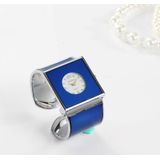 Vierkante grote wijzerplaat armband quartz horloge voor vrouwen (blauw)