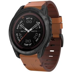 Voor Garmin Tactix 7 Pro 26mm lederen stalen gesp horlogeband