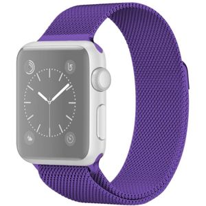 Voor Apple Watch Series 6 & SE & 5 & 4 40mm / 3 & 2 & 1 38mm Milanese Loop Magnetic Stainless Steel Watchband (Bright Purple)