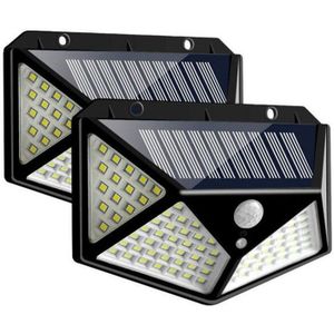 2 stuks 100 LEDs buiten patio Solar inductie muur licht verstelbaar balkon tuinverlichting kleine straat licht