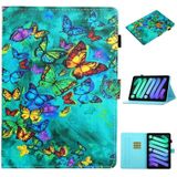 For iPad 10th Gen 10.9 2022 Coloured Drawing Stitching Smart Leather Tablet Case(Green Butterfly)