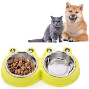 Stainless Steel Dog en Cat Double Bowl Pet Supplies (Groen)