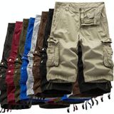 Zomer Multi-pocket Solid Color Loose Casual Cargo Shorts voor mannen (kleur: zwart maat: 36)