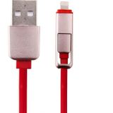 1m 2 in 1 Multi-functional intrekbare 8 Pin & Micro USB naar USB Data / de kabel van de lader  voor iPhone  iPad  Samsung  HTC  LG  Sony  Huawei  Lenovo  Xiaomi en andere Smartphones(Red)