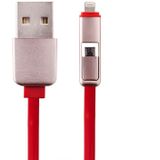1m 2 in 1 Multi-functional intrekbare 8 Pin & Micro USB naar USB Data / de kabel van de lader  voor iPhone  iPad  Samsung  HTC  LG  Sony  Huawei  Lenovo  Xiaomi en andere Smartphones(Red)