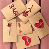 10 PCS Retro Kraft Papier Uitgehold liefde wenskaart Valentine Day Message Card (Rose)