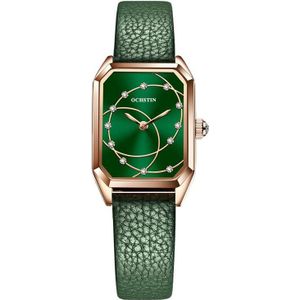OCHSTIN 7008C Parangon-serie mode casual lederen band quartz horloge (ros goud + groen)