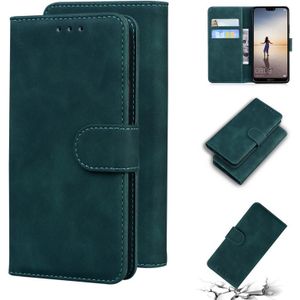 Voor Huawei P20 Lite Skin Feel Pure Color Flip Leather Phone Case