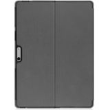 For Microsoft Surface Pro 9 JUNSUNMAY Custer Solid Color 3-Fold Stand Leather Tablet Case(Grey)
