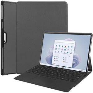 For Microsoft Surface Pro 9 JUNSUNMAY Custer Solid Color 3-Fold Stand Leather Tablet Case(Grey)