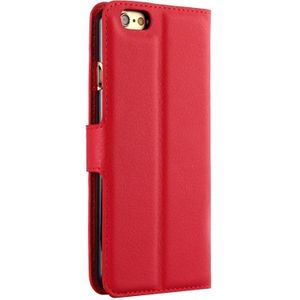 iPhone 6 & 6s horizontaal Litchi structuur PU leren Flip Hoesje met houder en opbergruimte voor pinpassen & geld (rood)