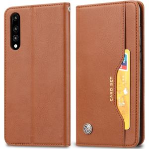 Knead huidtextuur horizontale Flip lederen case voor Huawei P20  met foto frame & houder & kaartsleuven & portemonnee (bruin)