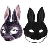 2 PCS Halloween Easter Carnival Party Maskerade Eva Half Face Bunny Mask