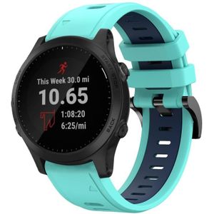Voor Garmin Forerunner 945 22mm tweekleurige sport siliconen horlogeband (mintgroen + blauw)