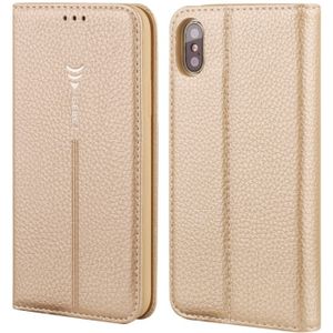 Voor iPhone XS Max GEBEI PU+TPU Horizontale flip beschermhoes met houder & kaartsleuven(Goud)