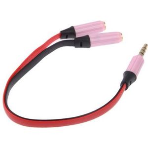 Noodle stijl 3.5mm Stereo Audio Headset voor 2 x Splitter Adapter  voor iPhone 5 / iPhone 4 & 4S / 3 g / 3G / iPad 4 / iPad mini / mini 2 Retina / New iPad / iPad 2 / iTouch(Pink)