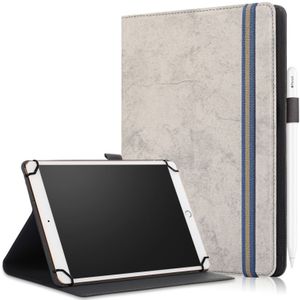 Voor 9-11 inch marmeren doek textuur horizontale flip universele tablet pc lederen kast met penslot & houder(Grijs)