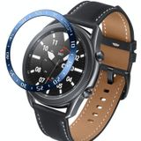 Voor Samsung Galaxy Watch 3 45mm Smart Watch Steel Bezel Ring  een versie (Blauwe Ring Witte Letter)