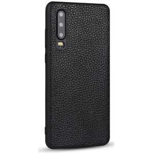 Voor Huawei P30 Litchi patroon lederen anti-Falling TPU mobiele telefoon shell beschermende case (zwart)
