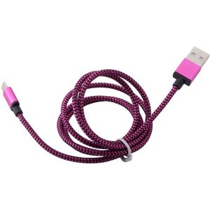 1m Geweven stijl Micro USB to USB 2.0 Data / Lader Kabel  Voor Samsung  HTC  Sony  Lenovo  Huawei  en other Smartphones(paars)