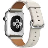 Klassieke knop lederen polsband horlogeband voor Apple Watch serie 3 & 2 & 1 38mm (wit)
