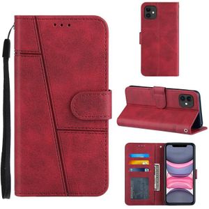 Stiksels kalf textuur gesp horizontale flip lederen geval met houder  kaart slots & portemonnee & lanyard voor iPhone 11 Pro (rood)