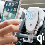 C6 Gravity inductie auto Qi draadloze oplader snel opladen lucht vent telefoon houder (wit)