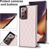 Voor Samsung Galaxy Note20 Ultra Elegant Rhombic Pattern Microfiber Leather + TPU Shockproof Case met Crossbody Strap Chain (Pink)