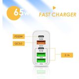 65W Dual PD Type-C + 3 x USB Multi Port-oplader met 3A Type-C naar Type-C datakabel  UK-stekker