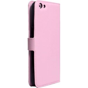 Voor tegenstander R9s Plus Litchi textuur horizontaal lederen draagtas met magnetische sluiting & houder & kaartsleuven & Wallet(Pink) spiegelen
