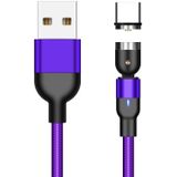 2m 2A Output USB naar USB-C / Type-C Nylon Gevlochten Roteren Magnetische Oplaadkabel (Paars)