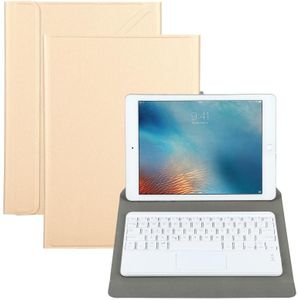 Universeel afneembaar Bluetooth-toetsenbord + lederen hoes met Touchpad voor iPad 9-10 inch  Specificatie:Wit toetsenbord(Goud)