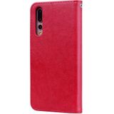 Rose relif horizontale Flip PU lederen case voor Huawei P20 Pro  met houder & kaartsleuven & portemonnee (rood)